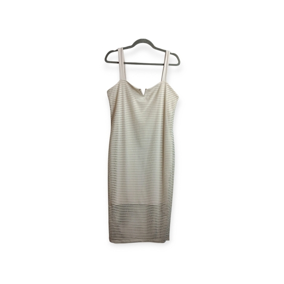 GOOD AMERICAN Dress Sheer Mesh Midi Ivory Sleeveless Women's Size 4 NWT Stretch - Picture 2 of 9